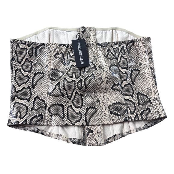 NWT Pretty Little Thing Snake Skin Corset Bustier Crop Top Y2K Sz 2 - Picture 5 of 6